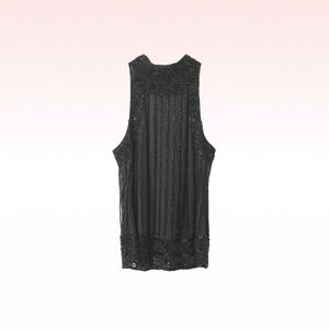 GANNI Black Beaded Quincy Halter Top (Sz 38)